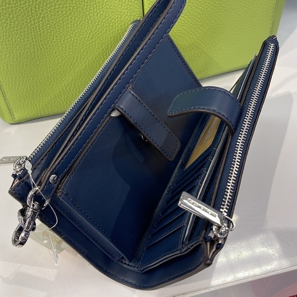 Michael Kors Jet Set Travel Large Double-Zip Wristlet-Wallet-PhoneHolder Admiral - Picture 3 of 16